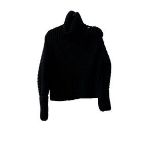 New La Ligne Size S Chunky 100% Merino Wool Turtleneck Sweater Black w/*Defect*